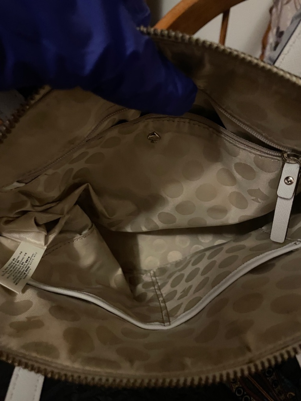 kate spade Cream Saffiano Leather Satchel with Patterned Strap - Picture 8 of 16